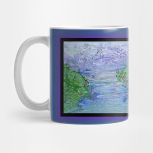 Blue Clouds Green Grass Water Creek Flowers landscape nature window wildlife creatures in clouds swirling Mug